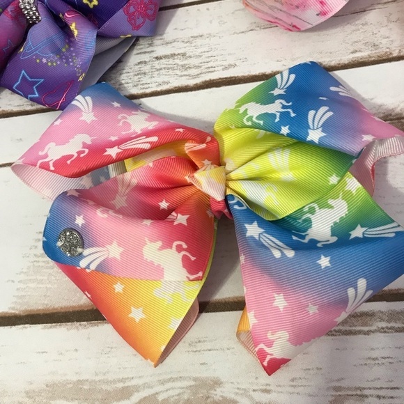 Large Hair Bows Clips JoJo Siwa Set of 3 Unicorn, Celestial, pastel tie dye - Picture 4 of 8